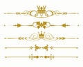 Old-fashioned design elements. Symbols, crowns, calligraphy, dividers for your design